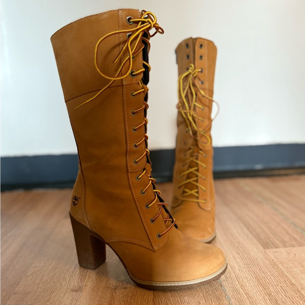Timberland Women's Brown Lace-Up Heeled Boots